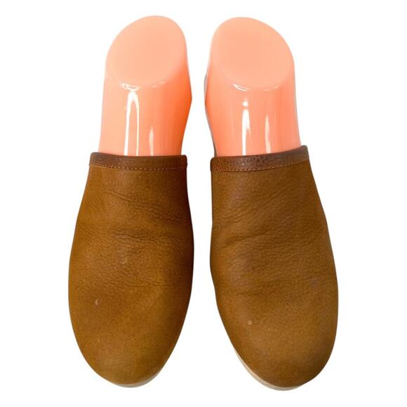 MADEWELL The Ruby Clogs in Suede and Wooden Block Heels in Tan Women's Size 6.5 - Picture 3 of 13